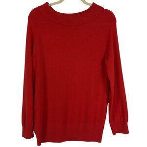 J. Crew 100% Cashmere Sweater, Red, Style 19803, Wide-neck Turtleneck, Large
